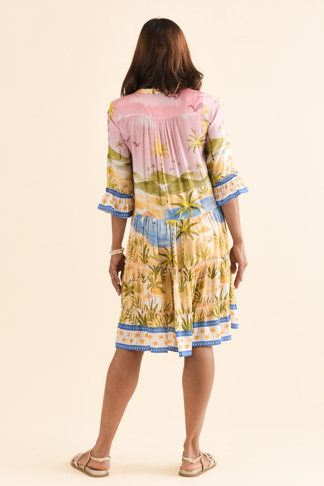 Viventi Pink Island Pocket Dress,Back,Brunette model,alt text|model:Cara image 4