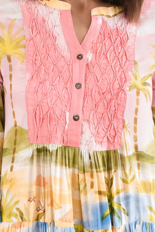 Viventi Pink Island Pocket Dress,Detail,Brunette model,alt text|model:Cara image 5
