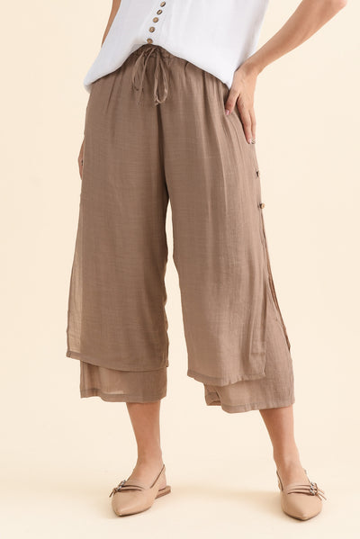 Watson Mocha Cotton Blend Layered Pants