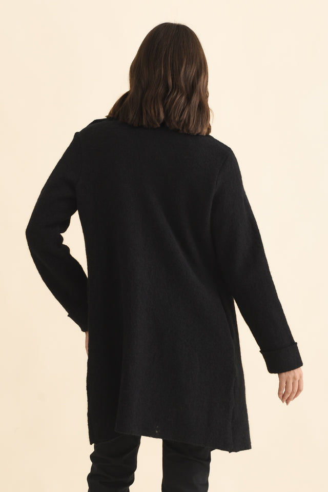 Wendell Black Wool Coat,Brunette model,alt text|model:MJ image 5