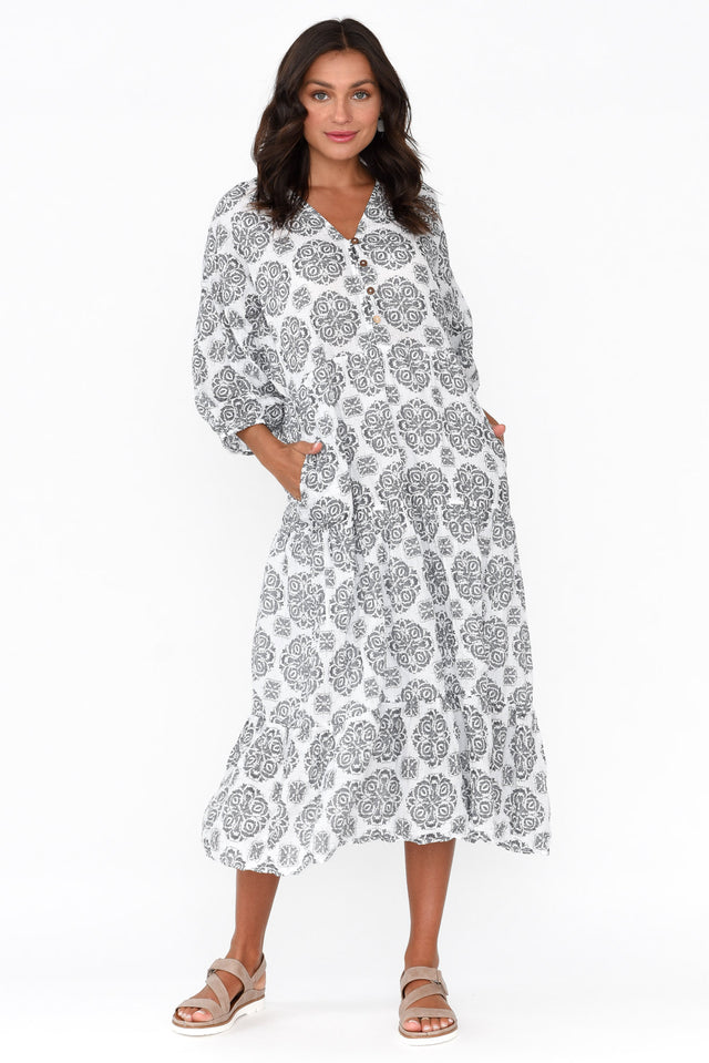 Weston Grey Fiesta Cotton Midi Dress