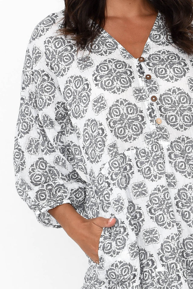 Weston Grey Fiesta Cotton Midi Dress