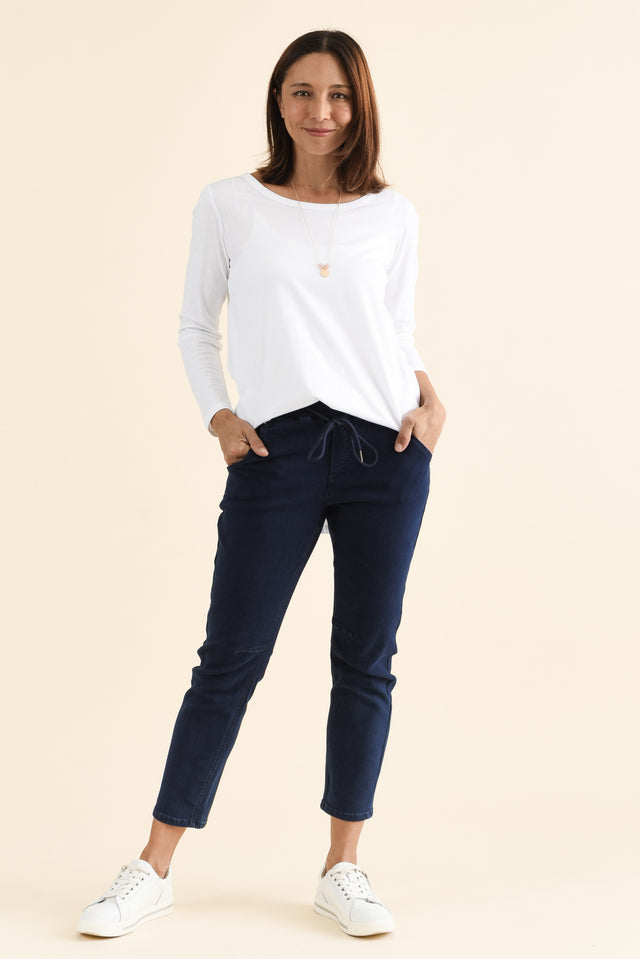 Whistler Navy Cotton Jogger Pants,brunette model,Full Outfit,alt text|model:Cara image 6