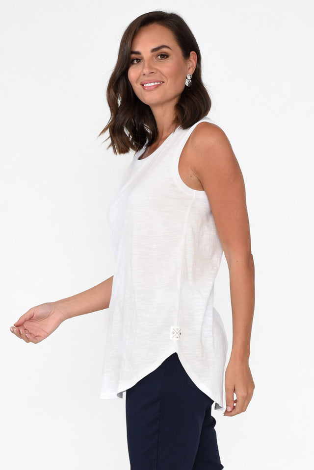 White Cotton Scoop Tank