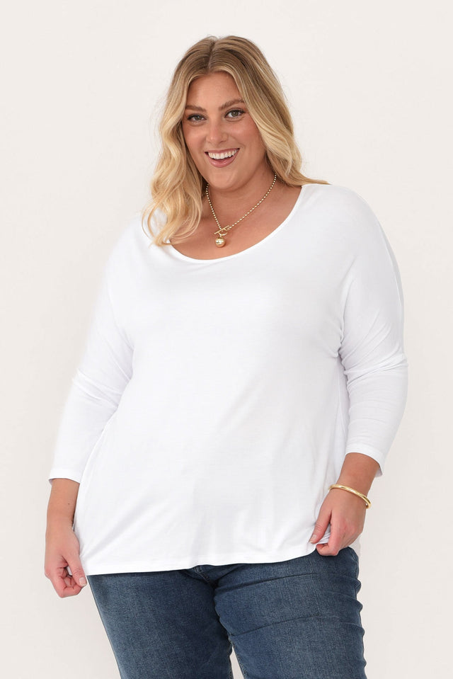 White Milan 3/4 Sleeve Top,Blonde model,alt text|model:Caitlin image 9