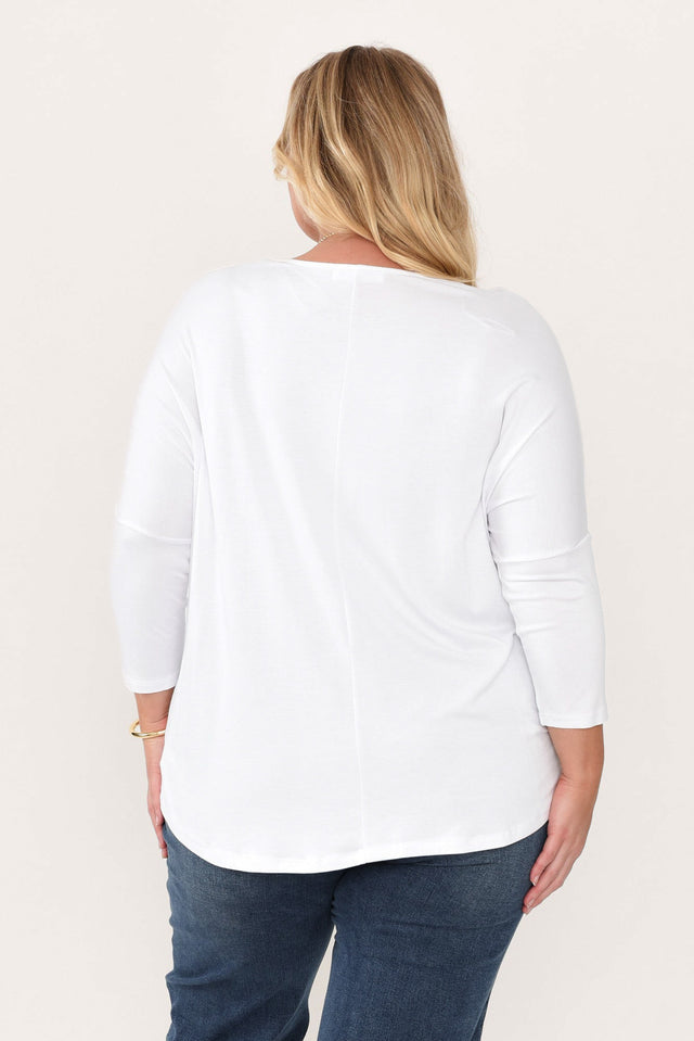 White Milan 3/4 Sleeve Top,Blonde model,alt text|model:Caitlin image 12