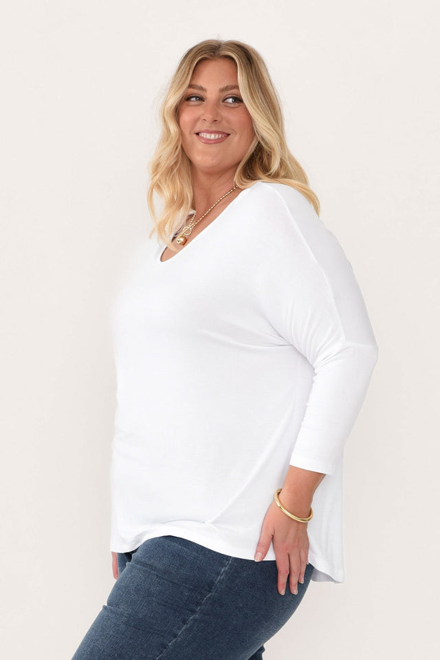 White Milan 3/4 Sleeve Top,Blonde model,alt text|model:Caitlin image 11