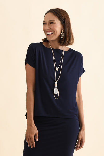 Wilde Navy Bamboo Box Tee