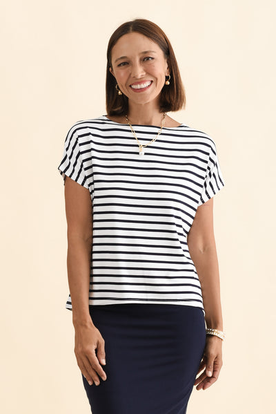 Wilde Navy Stripe Bamboo Box Tee