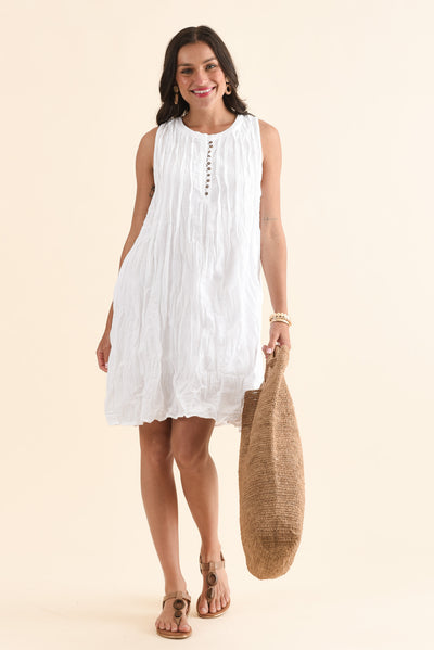 Willa White Crinkle Cotton Dress