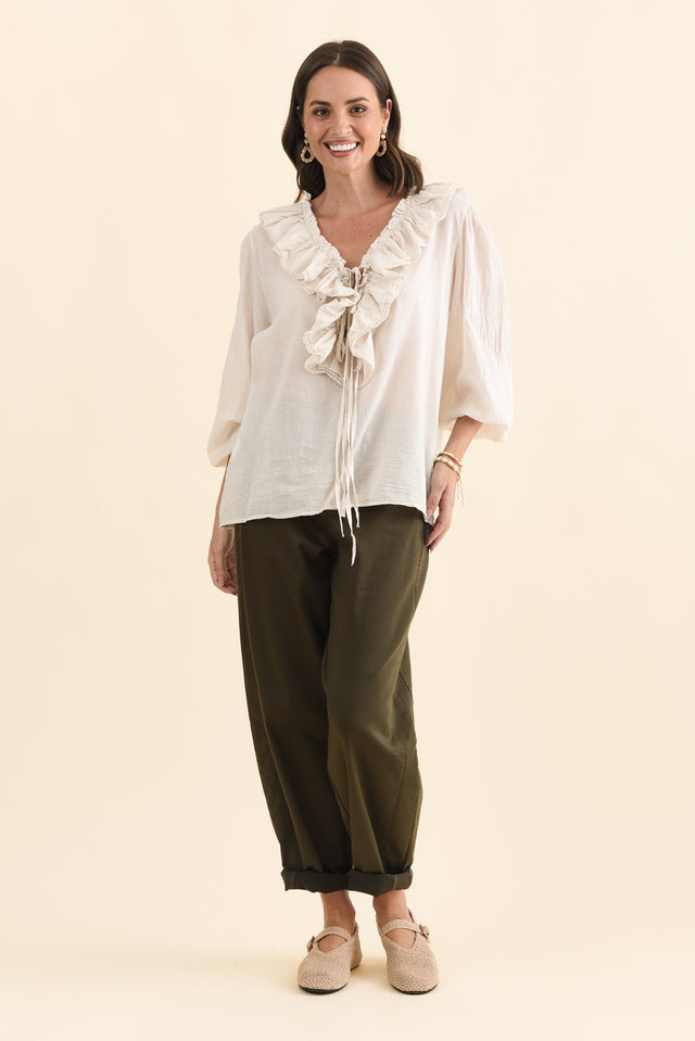 Winifred Natural Cotton Frill Top image 6