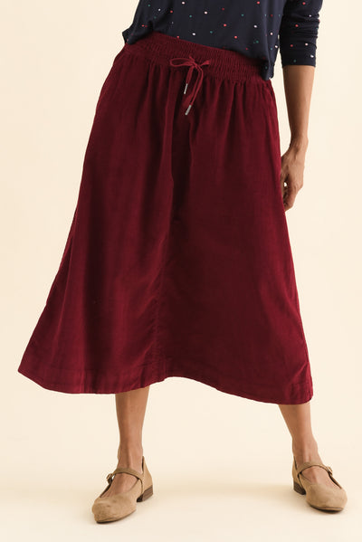Winnie Burgundy Corduroy Cotton Skirt