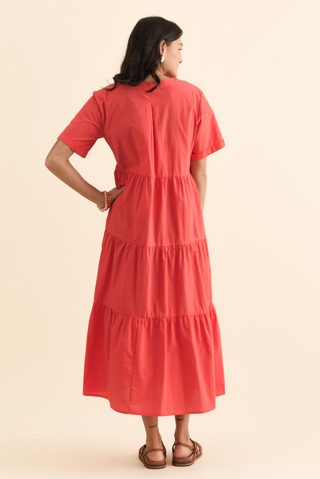 Winona Red Cotton Button Dress,Brunette model,alt text|model:Brontie image 6