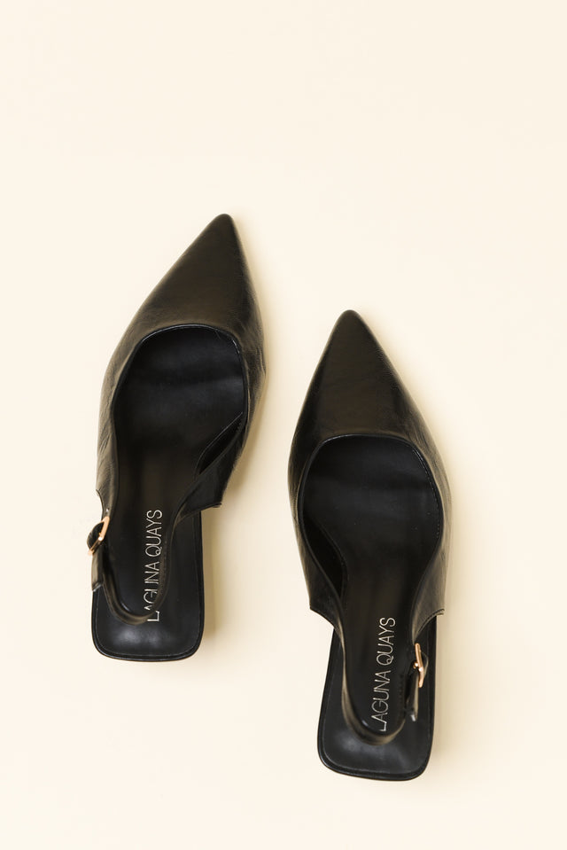Wizz Black Leather Slingback Heel image 4