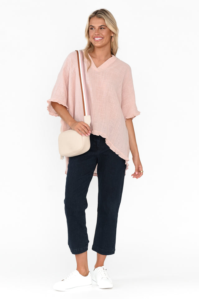 Yalitza Pink Cotton V Neck Top