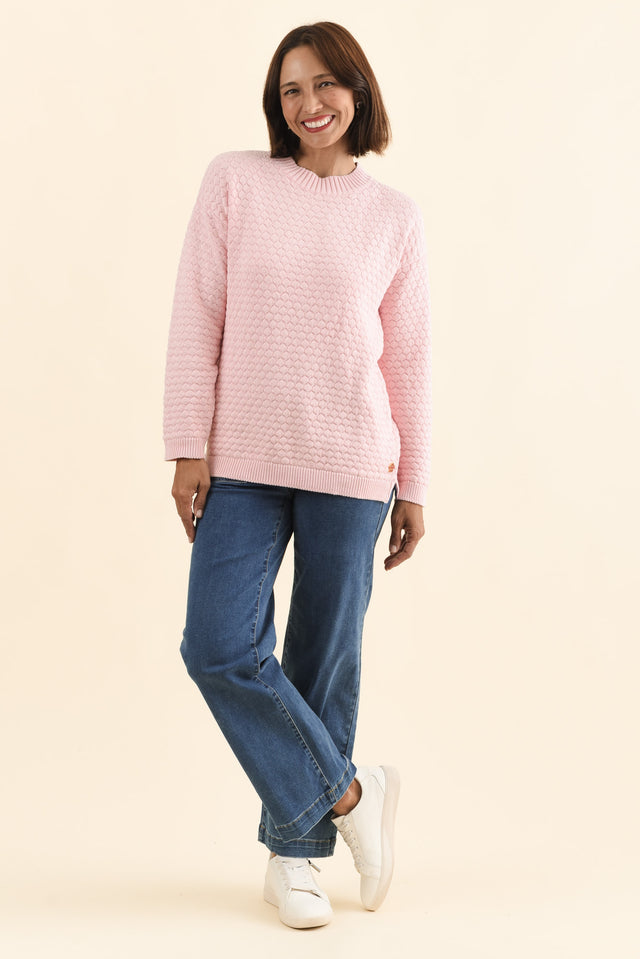 Yanny Blush Organic Cotton Knit Jumper,Brunette model,alt text|model:Cara image 8