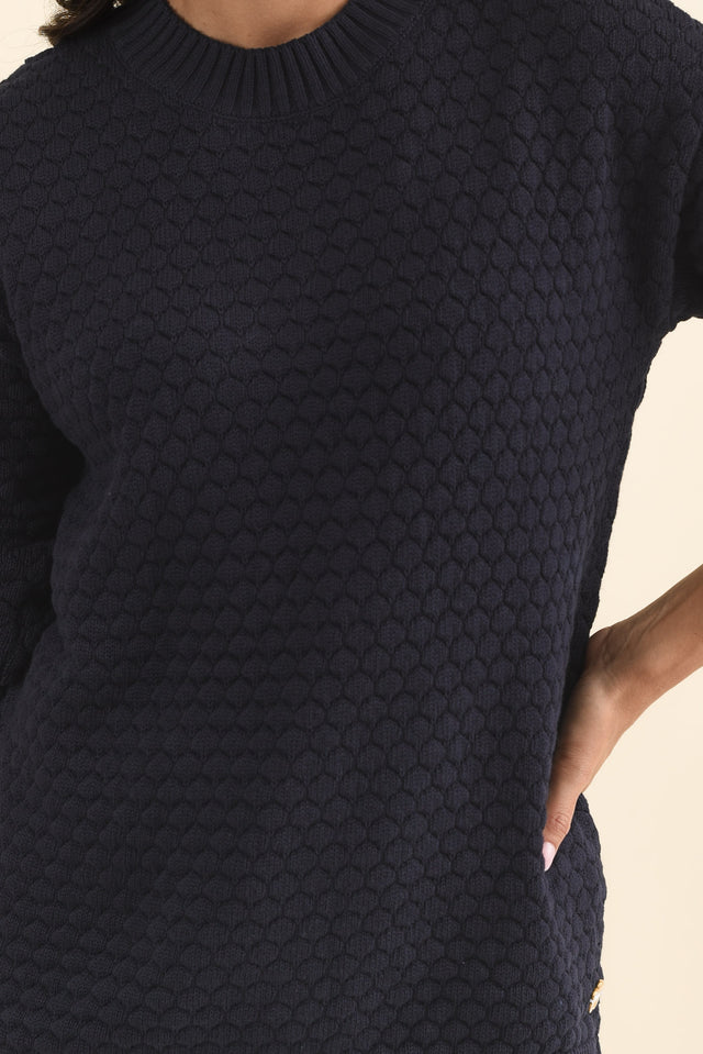 Yanny Navy Organic Cotton Knit Jumper,Brunette model,alt text|model:Brontie image 6