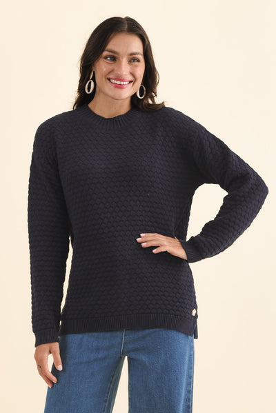Yanny Navy Organic Cotton Knit Jumper