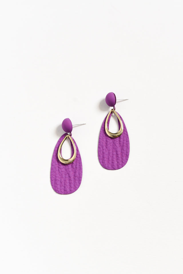 Yarr Purple Teardrop Earrings image 1