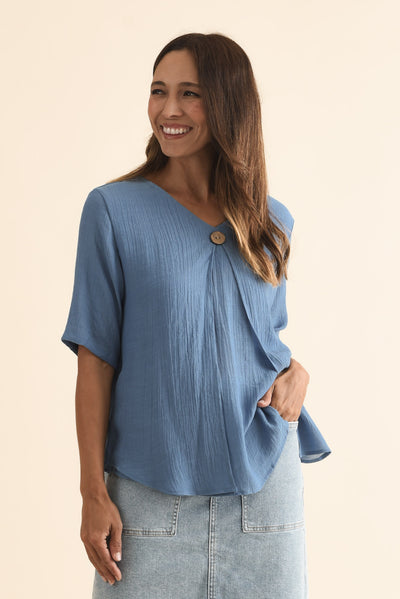 Yasmin Steel Layered Button Top