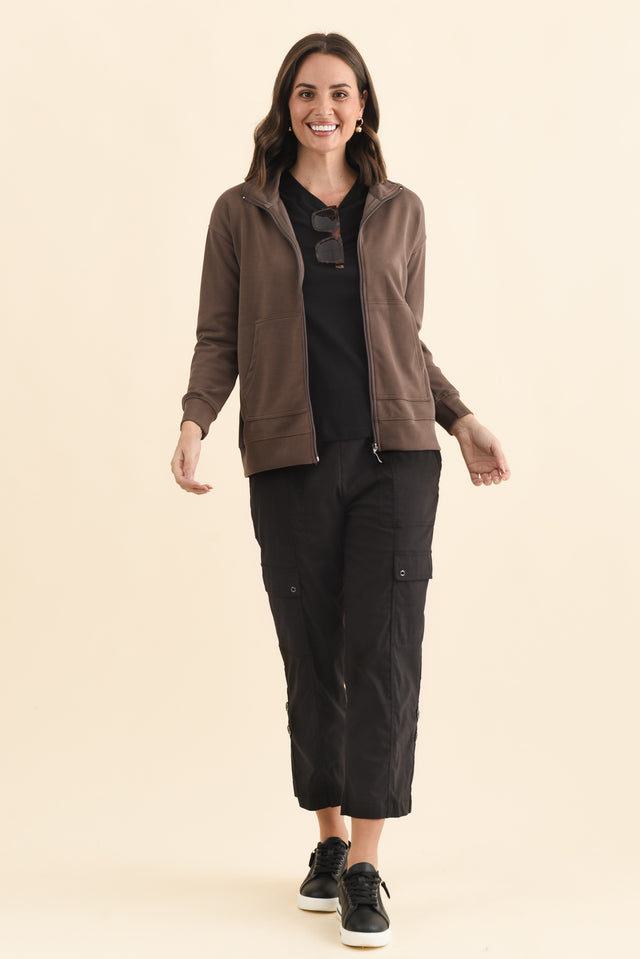 York Brown Zip Jacket,Brunette model,alt text|model:MJ image 7