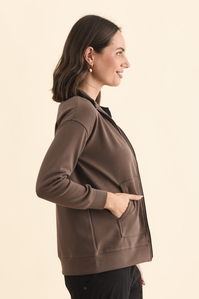 York Brown Zip Jacket,Brunette model,alt text|model:MJ image 4