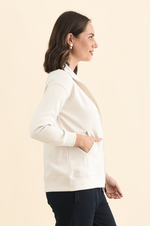 York Cream Zip Jacket,Brunette model,alt text|model:MJ image 4