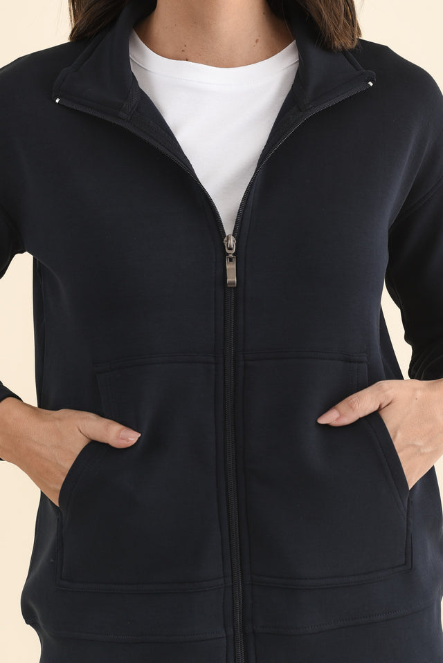 York Navy Zip Jacket,Brunette model,alt text|model:MJ image 6