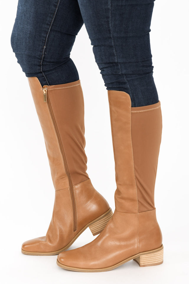 Young Tan Leather Knee High Boot image 5