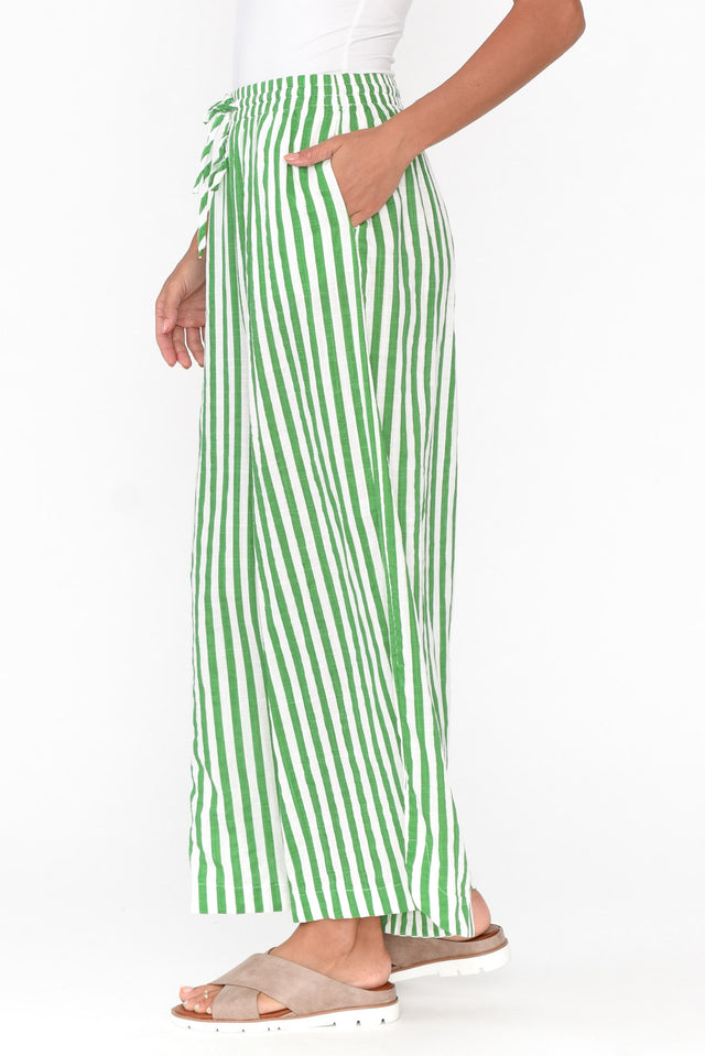 Yuri Green Stripe Cotton Blend Pants image 4