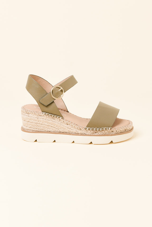 Yvette Khaki Leather Wedge image 1