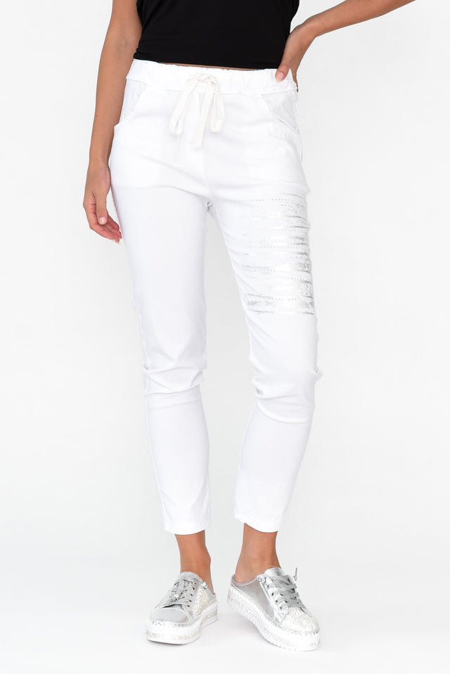 Zachary White Foil Stretch Pants