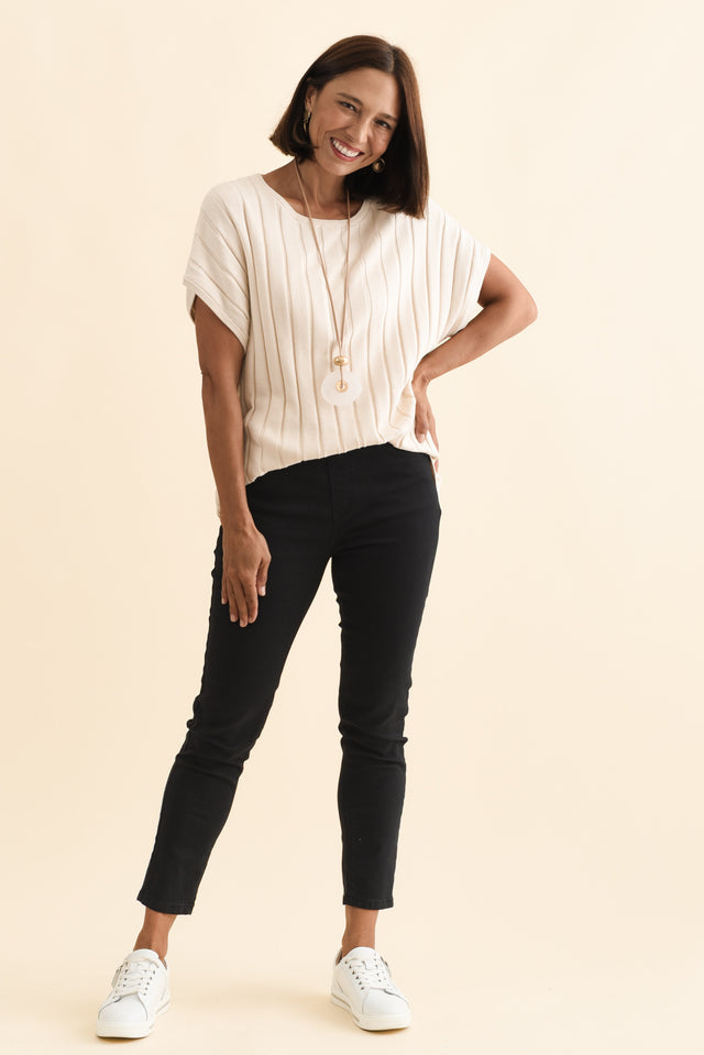 Zadie Black Denim Stretch Jeans,Brunette model,alt text|model:Cara image 7