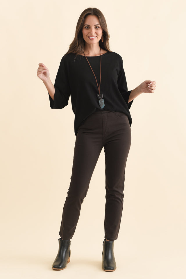 Zadie Chocolate Stretch Jeans,Brunette model,alt text|model:MJ image 9