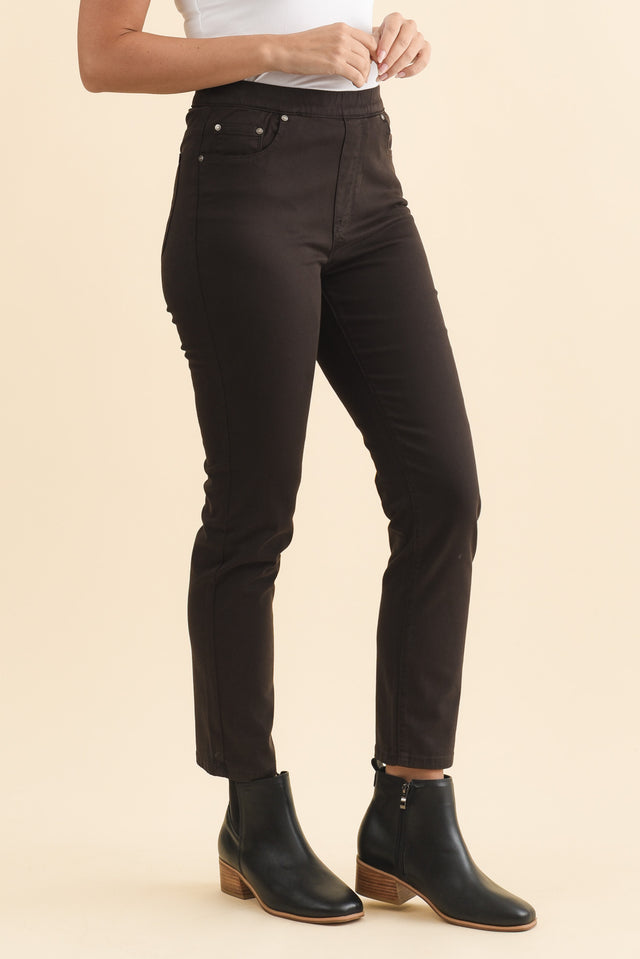 Zadie Chocolate Stretch Jeans,Brunette model,alt text|model:MJ image 6