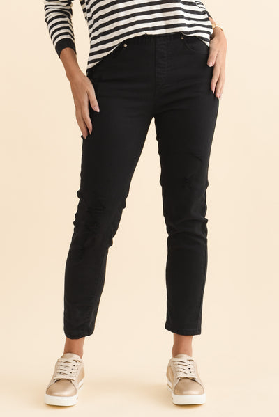 Zadie Distressed Black Stretch Jeans