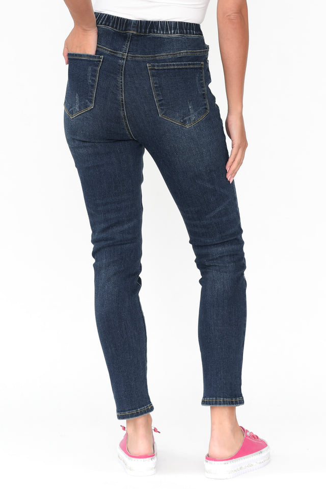 Zadie Distressed Dark Blue Stretch Jeans image 5