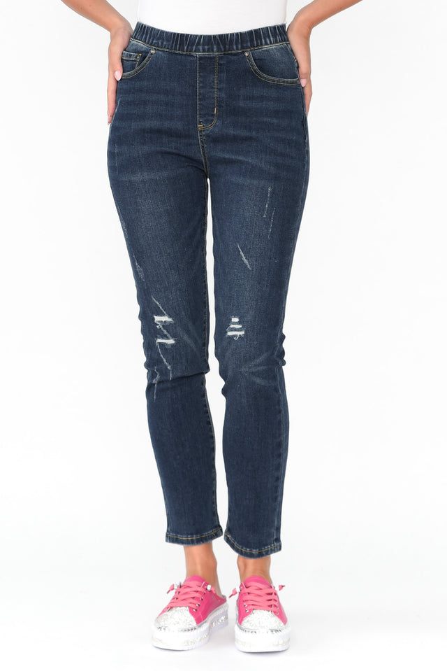 Zadie Distressed Dark Blue Stretch Jeans
