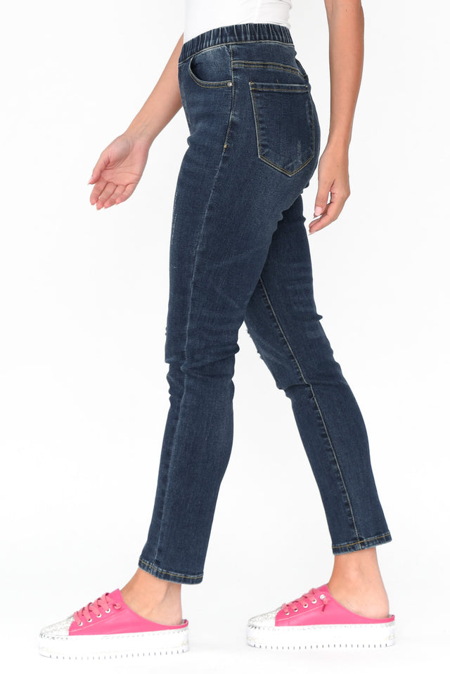 Zadie Distressed Dark Blue Stretch Jeans image 4