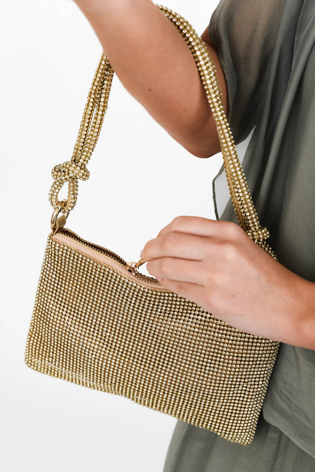 Zafira Gold Jewelled Shoulder Bag