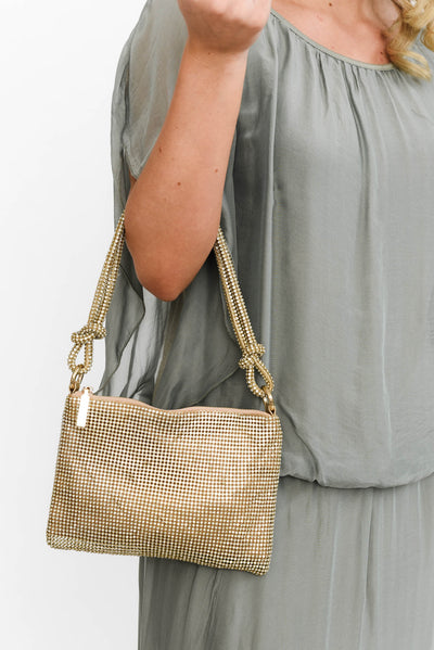 Zafira Gold Jewelled Shoulder Bag