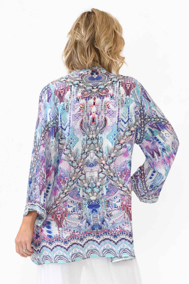 Zahara Blue Silk Short Kimono
