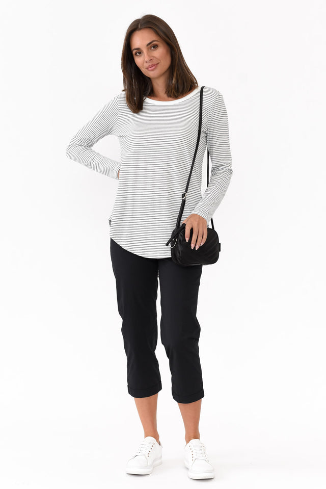 Zara Black Cotton Cropped Stretch Pants