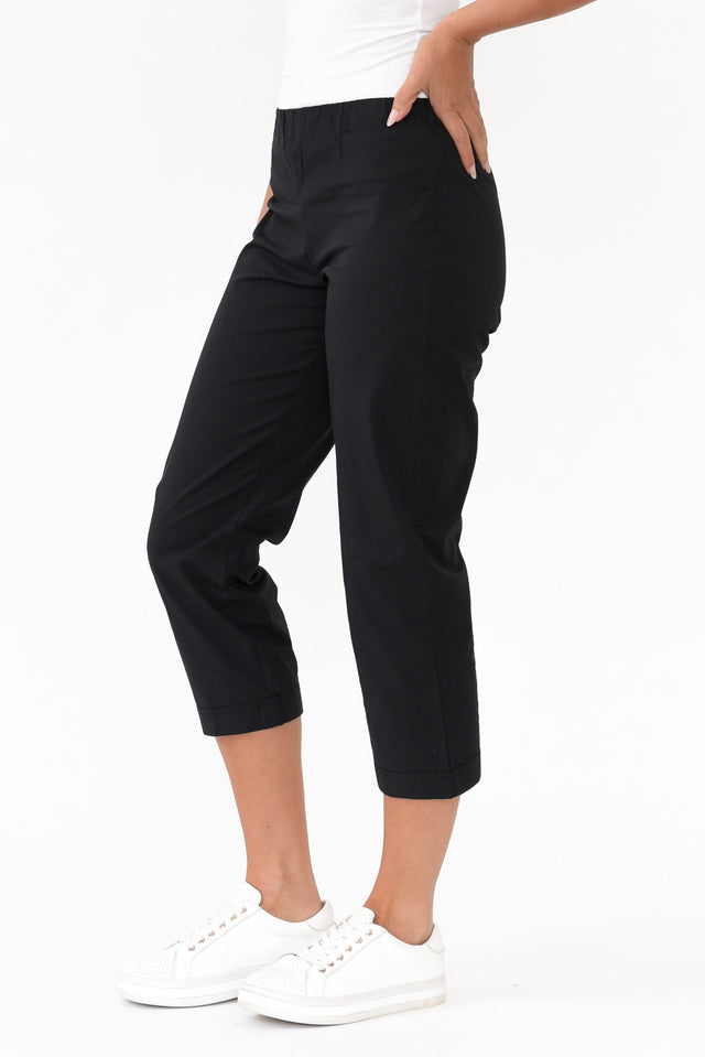 Zara Black Cotton Cropped Stretch Pants image 4