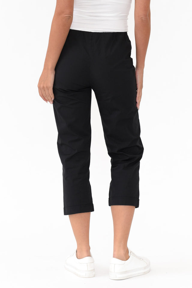 Zara Black Cotton Cropped Stretch Pants image 5