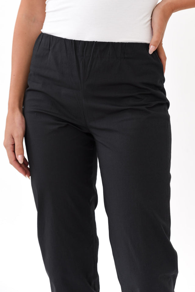 Zara Black Cotton Cropped Stretch Pants image 3