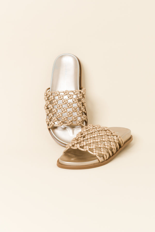 Zara Gold Woven Slide image 2