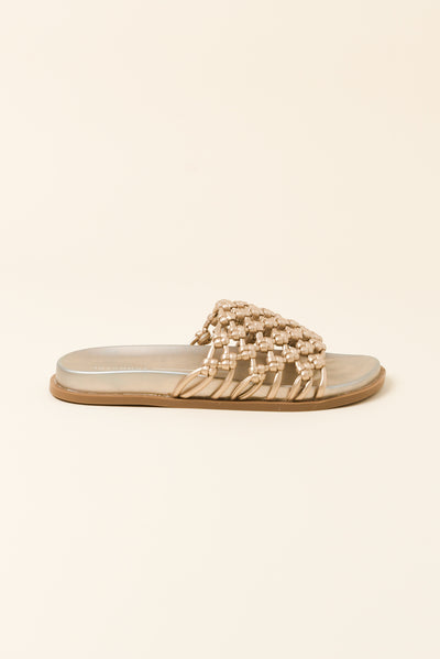 Zara Gold Woven Slide