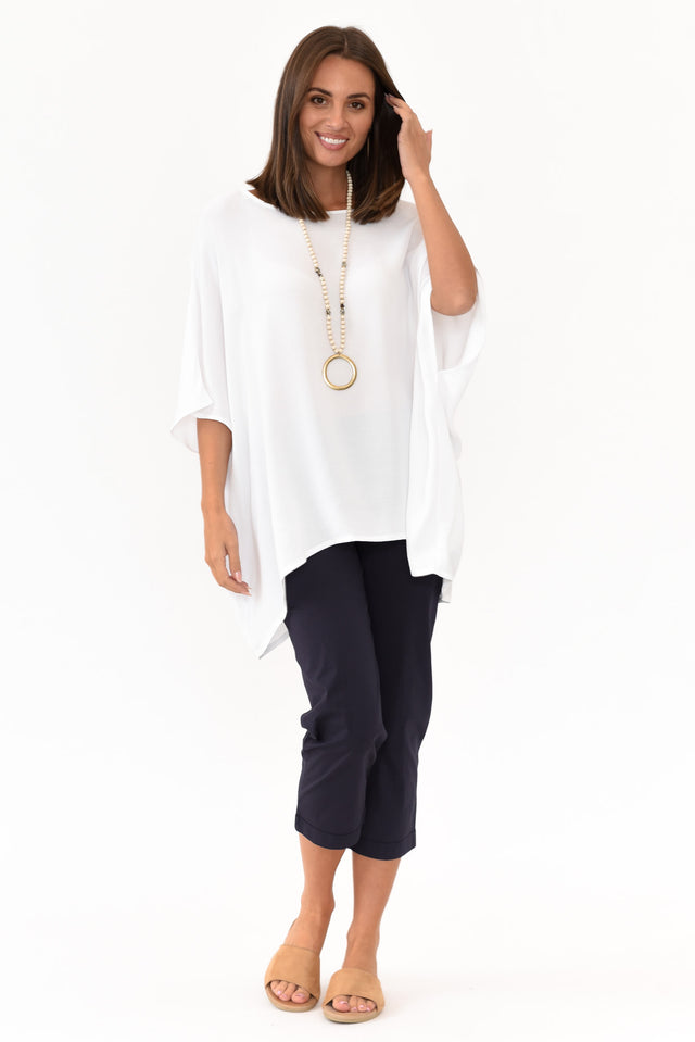 Zara Navy Cotton Cropped Stretch Pants