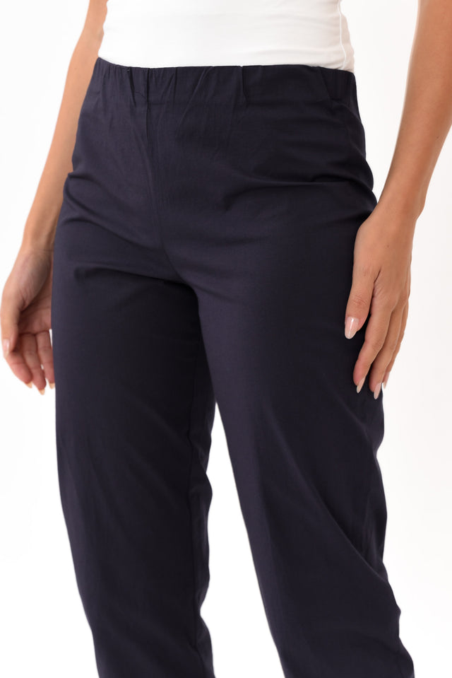 Zara Navy Cotton Cropped Stretch Pants image 3